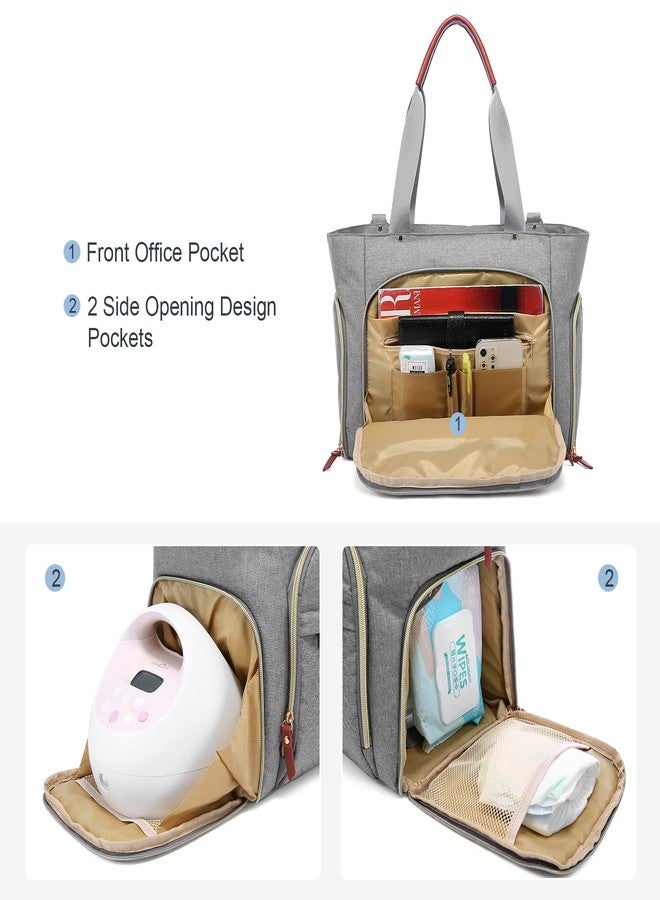 LOVEVOOK Diaper Bag Set, 3-Piece Set with Laptop Pocket, Cooler Bag & Changing Pad, Fits Most Breast Pumps, Grey, 15.7" x 8" x 11", For Mothers, Newborn - 3 Years - Image 3